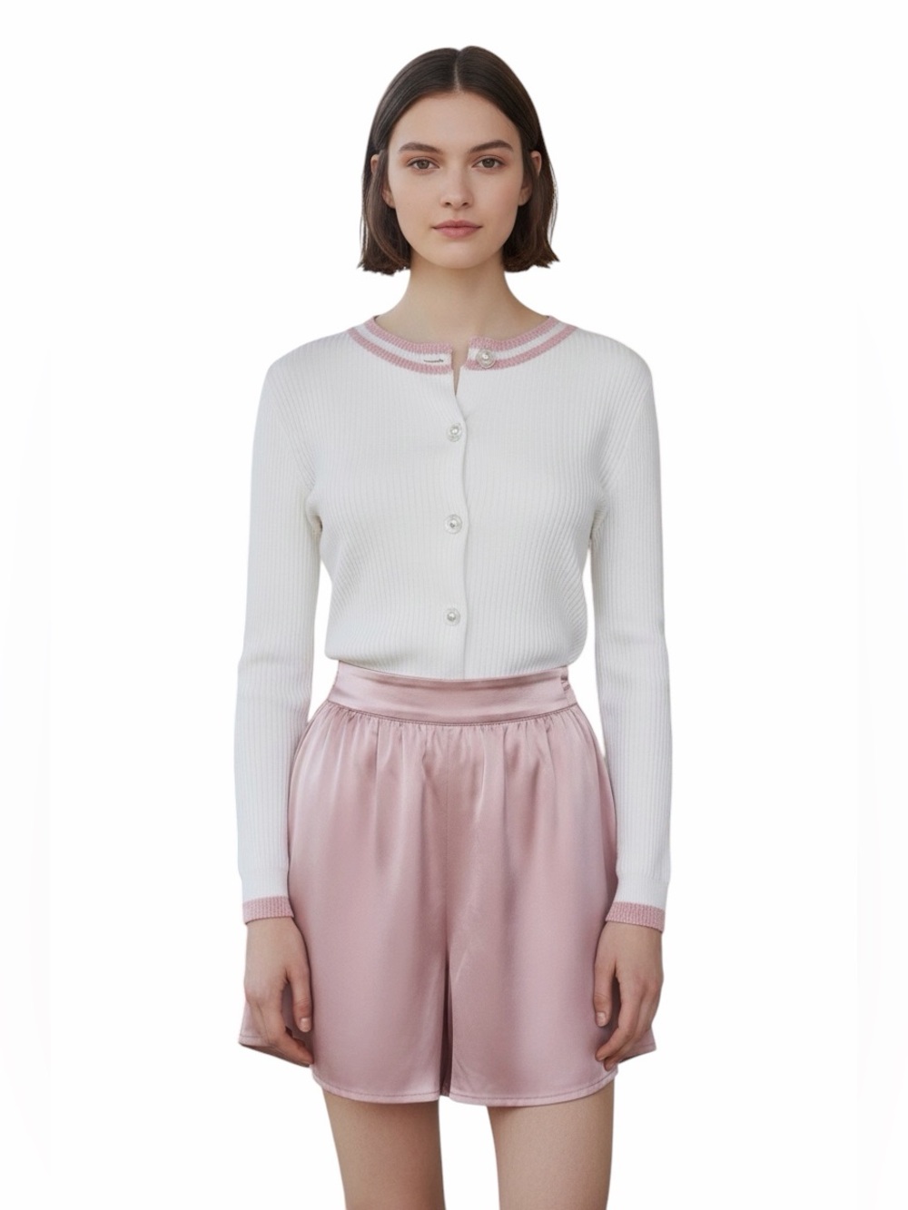 NO SECRETS ITALIAN PINK METALLIC CARDIGAN.
